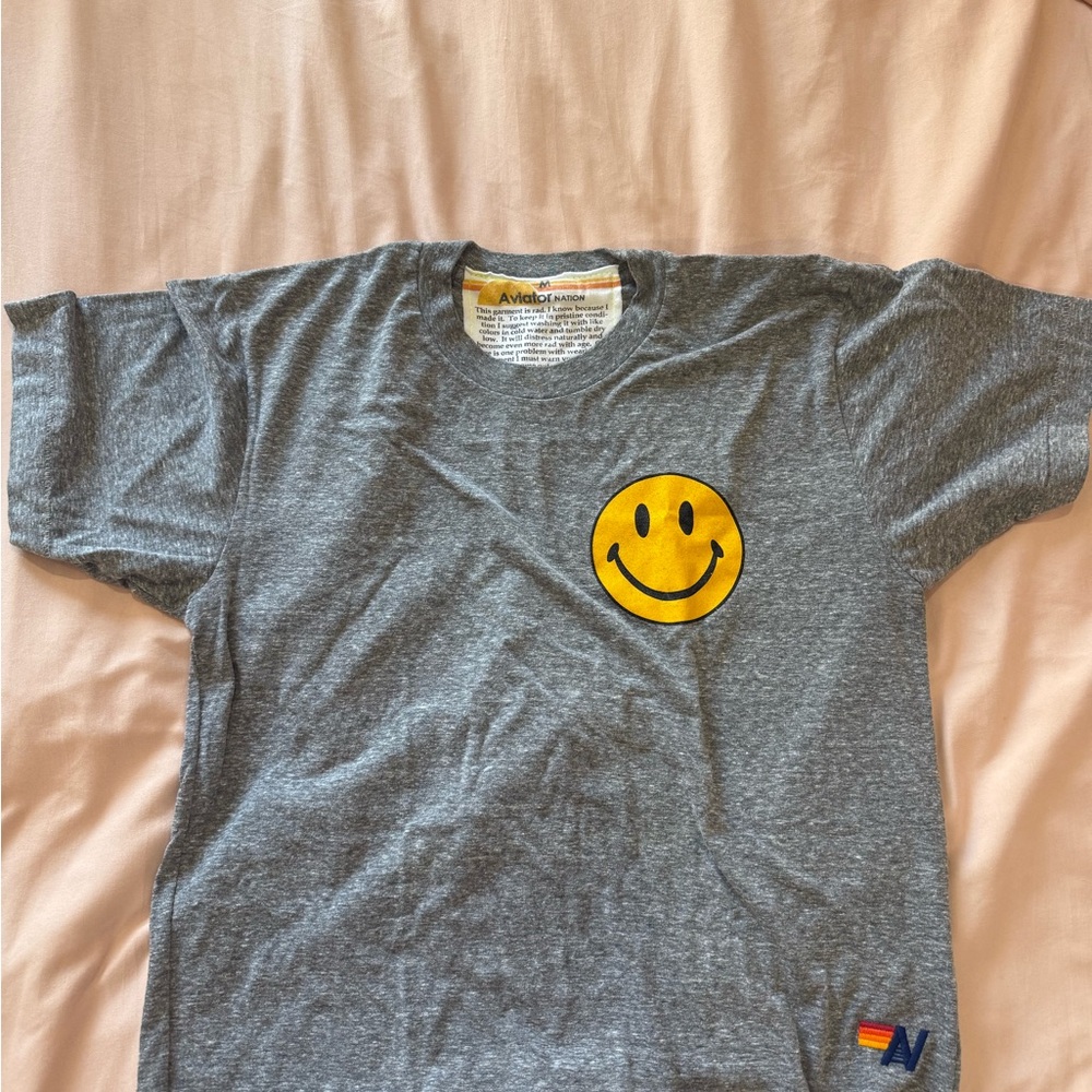Gray T-Shirt with Yellow Smiley Face